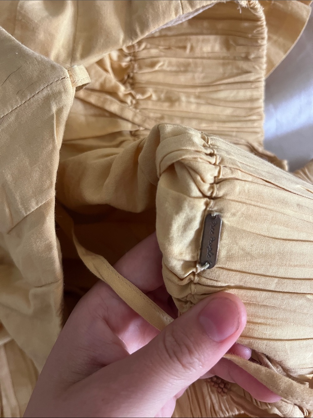 Free People Mustard Yellow Pleated Crop Top and Skirt Set - Picture 3 of 4